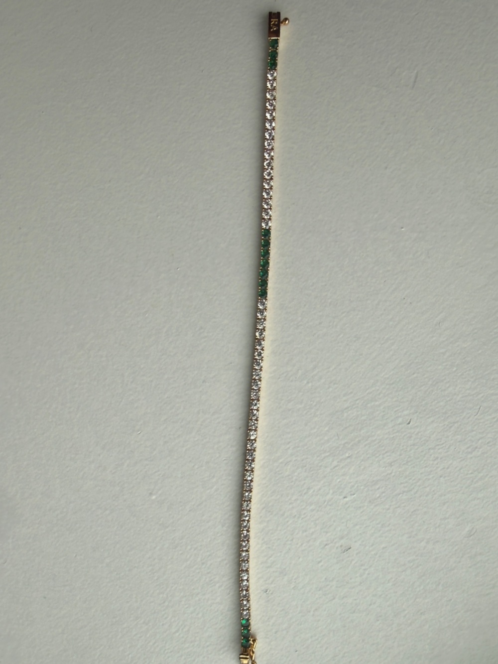 Roxanne Assoulin Gold Tennis Bracelet with Green and White Stones - Picture 2 of 2